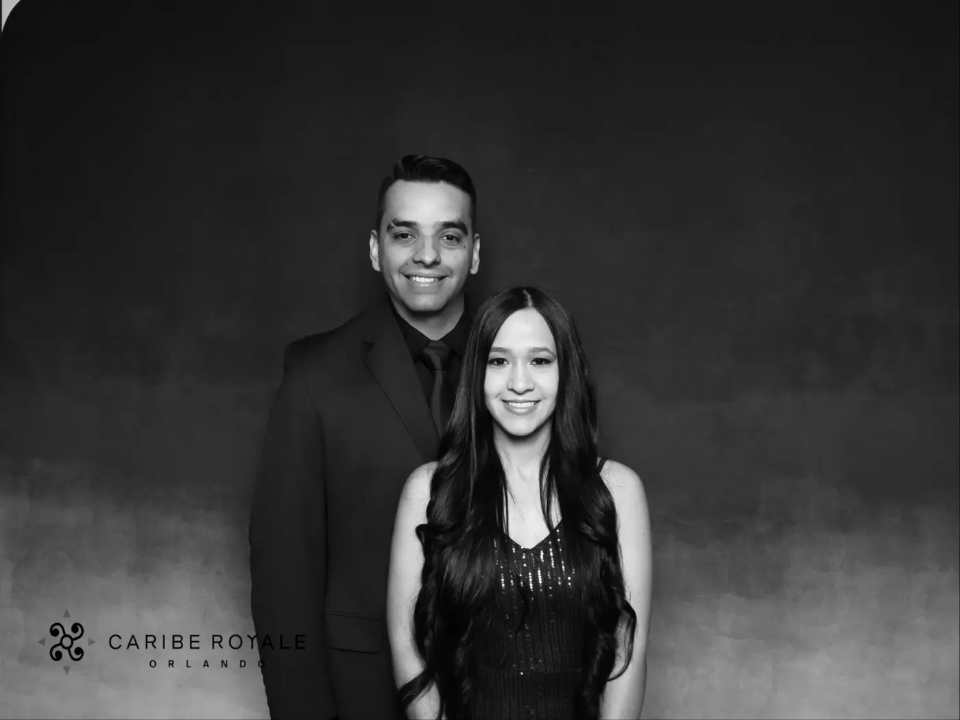 Branded black-and-white guest portrait at Caribe Royale Orlando