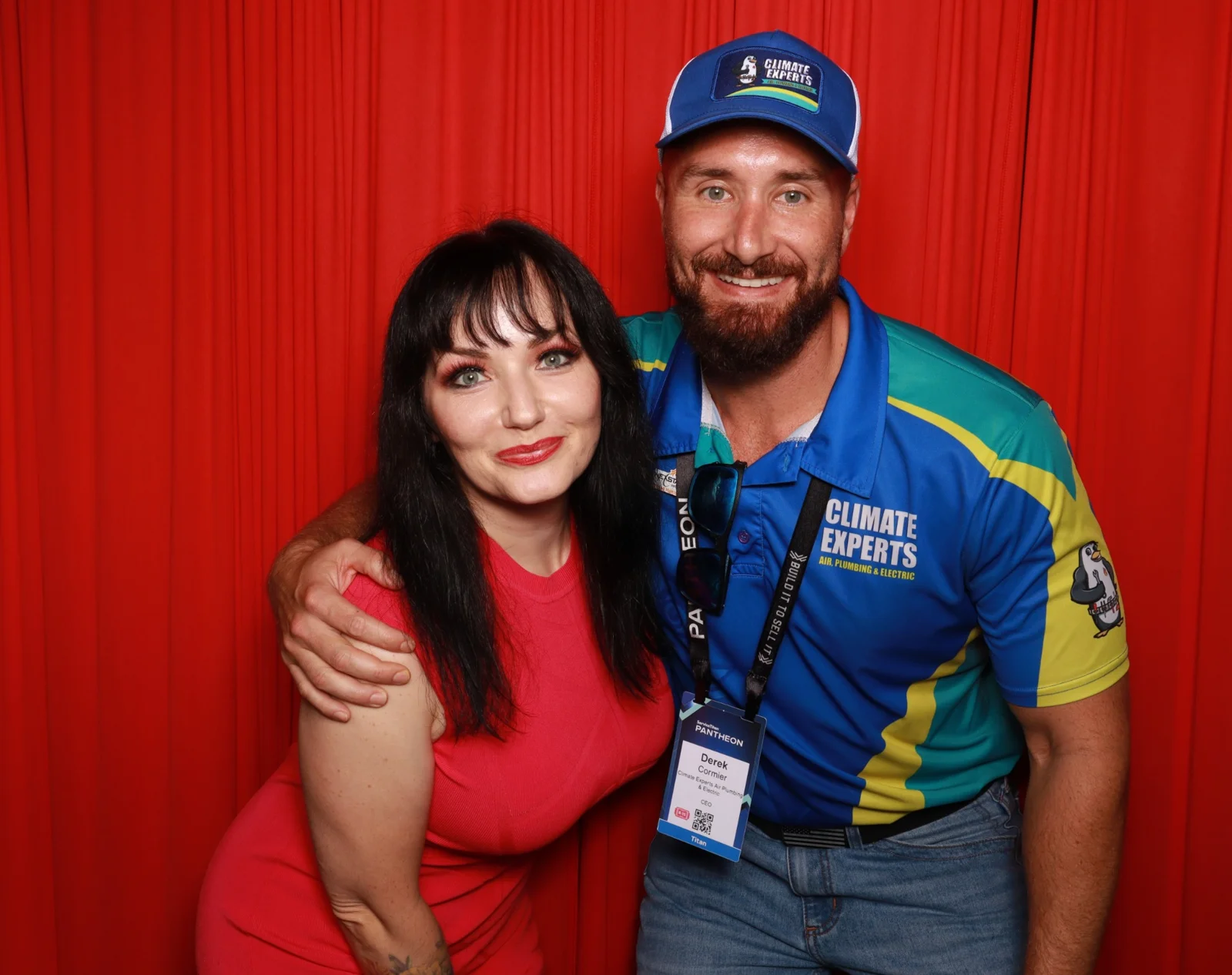 Two guests posing together at the Lady Titans Sweet Shoppe Social photo booth
