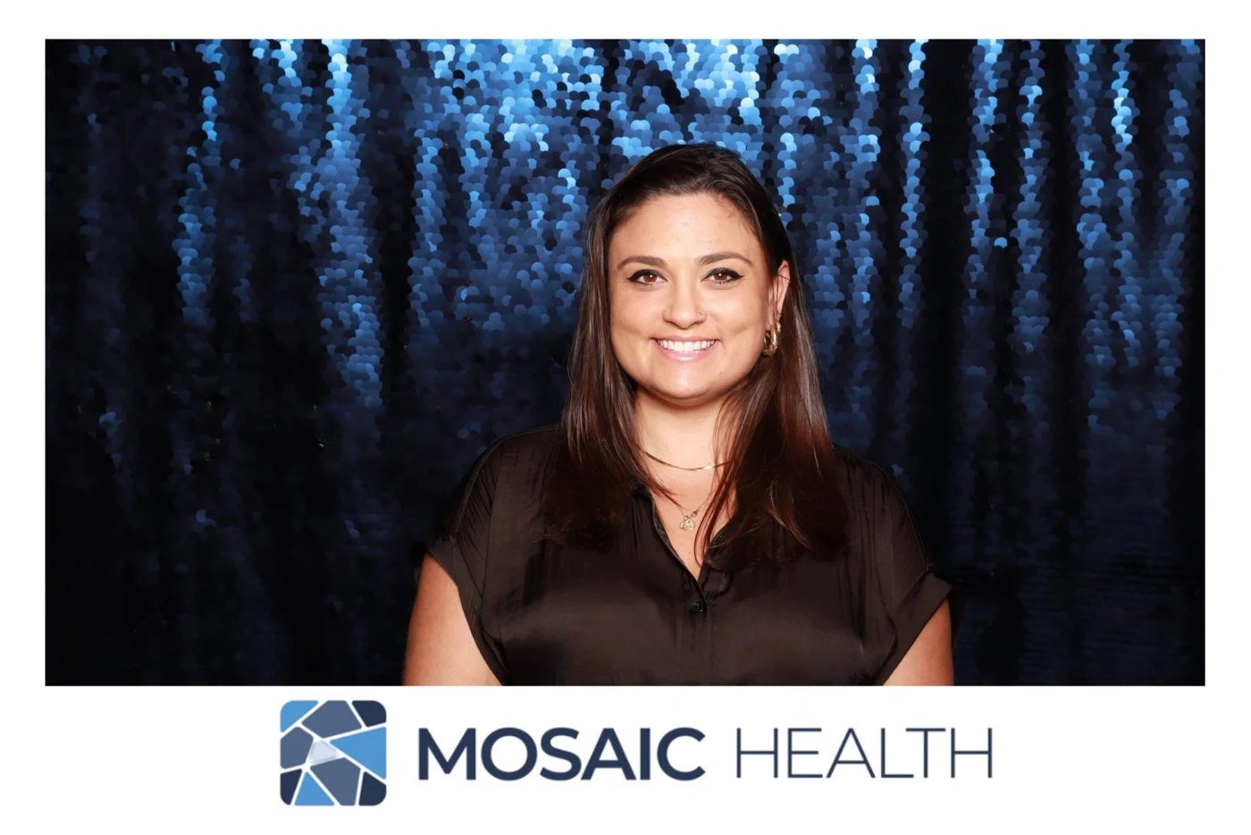 Individual guest portrait with Mosaic Health branding